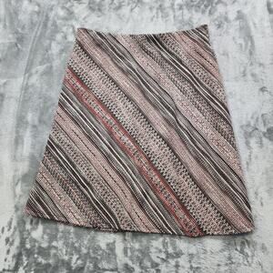 Margaret M Skirt Womens L Red Black Striped Nubby Textured Tweed Pull On Preppy